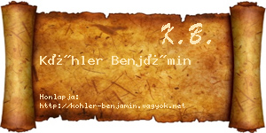 Köhler Benjámin névjegykártya